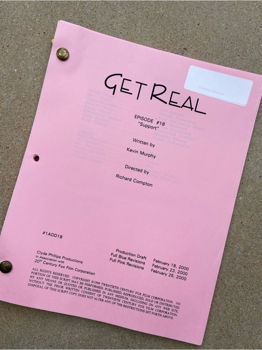 Get Real 90s TV Series Anne Hathaway Jesse Eisenberg Production Used Script 18